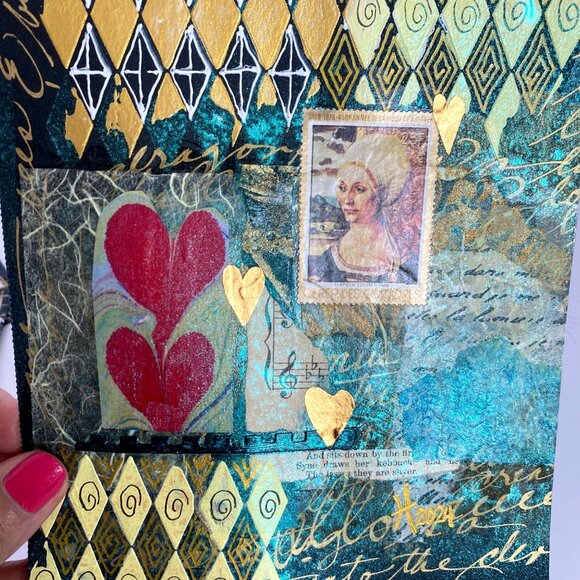 African Renaissance Original Art Painting Collage Mixed Media Matted 8x10in - Picture 9 of 11